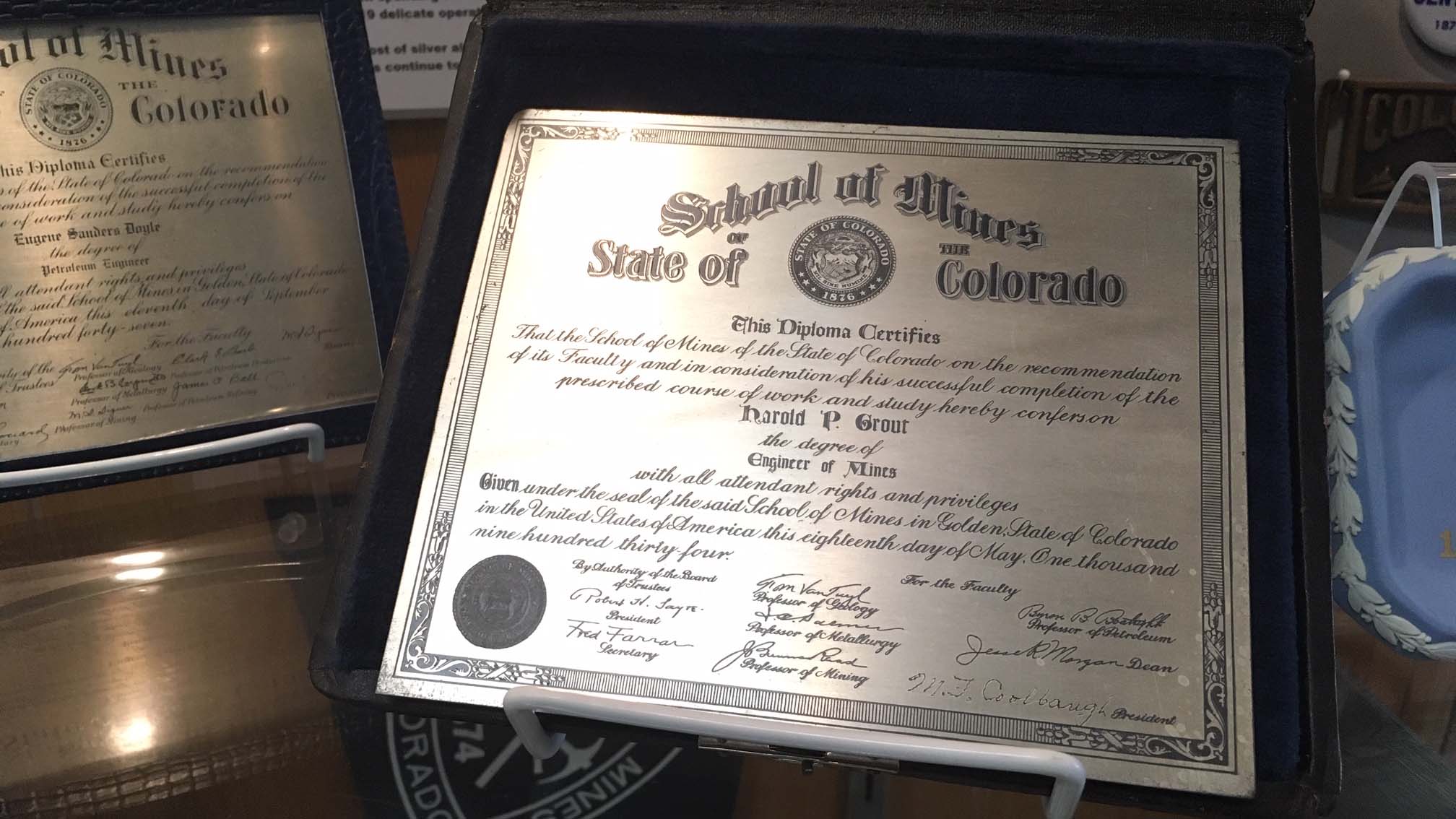   of Mines Silver Plated Diploma